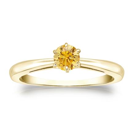 Certified 18k Yellow Gold 6-Prong Yellow Diamond Solitaire Ring 0.33 ct. tw. (Yellow, SI1-SI2)