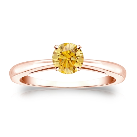 Certified 14k Rose Gold 4-Prong Yellow Diamond Solitaire Ring 0.50 ct. tw. (Yellow, SI1-SI2)