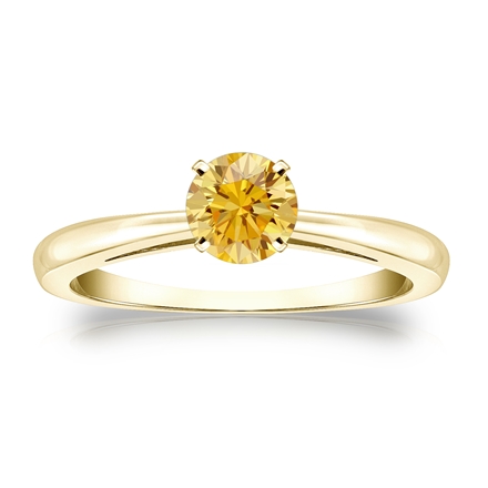 Certified 14k Yellow Gold 4-Prong Yellow Diamond Solitaire Ring 0.50 ct. tw. (Yellow, SI1-SI2)