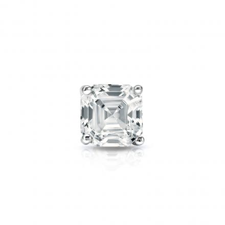 Natural Diamond Single Stud Earring Asscher 0.38 ct. tw. (H-I, SI1-SI2) 14k White Gold 4-Prong Martini
