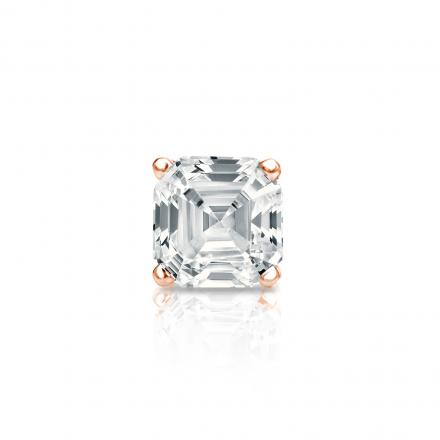Natural Diamond Single Stud Earring Asscher 0.50 ct. tw. (I-J, I1-I2) 14k Rose Gold 4-Prong Basket