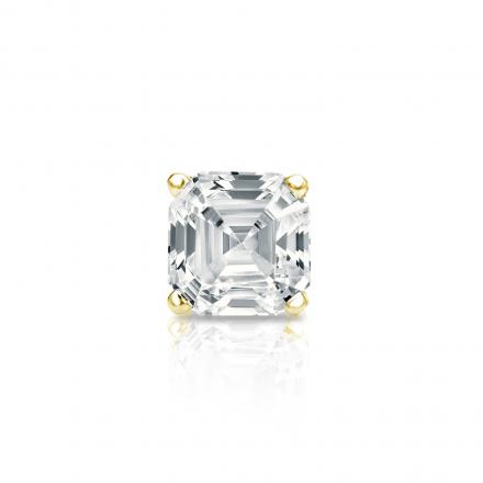 Certified 18k Yellow Gold 4-Prong Basket Asscher Cut Diamond Single Stud Earring 0.50 ct. tw. (H-I, SI1-SI2)