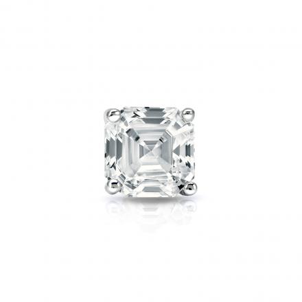 Certified 14k White Gold 4-Prong Martini Asscher Cut Diamond Single Stud Earring 0.50 ct. tw. (G-H, VS1-VS2)