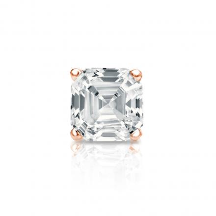 Natural Diamond Single Stud Earring Asscher 0.75 ct. tw. (H-I, SI1-SI2) 14k Rose Gold 4-Prong Basket