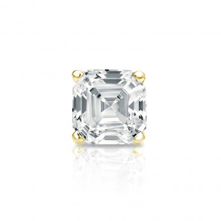 Natural Diamond Single Stud Earring Asscher 0.75 ct. tw. (H-I, SI1-SI2) 14k Yellow Gold 4-Prong Basket