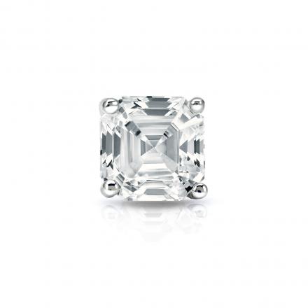 Natural Diamond Single Stud Earring Asscher 0.75 ct. tw. (H-I, SI1-SI2) 18k White Gold 4-Prong Martini