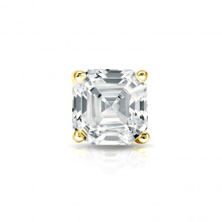Natural Diamond Single Stud Earring Asscher 0.75 ct. tw. (H-I, SI1-SI2) 18k Yellow Gold 4-Prong Martini