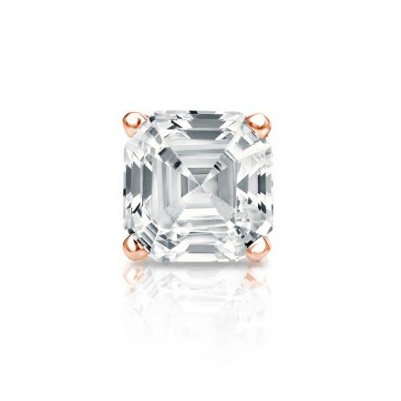 Natural Diamond Single Stud Earring Asscher 1.00 ct. tw. (I-J, I1-I2) 14k Rose Gold 4-Prong Basket