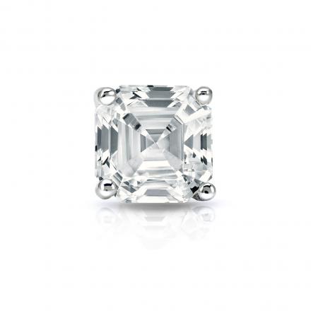 Natural Diamond Single Stud Earring Asscher 1.00 ct. tw. (G-H, VS1-VS2) 18k White Gold 4-Prong Martini