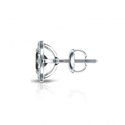14k White Gold Single Halo Round Black Diamond Stud Earrings 0.75 ct. tw.