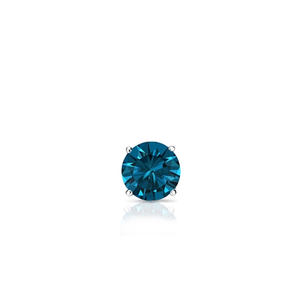 Certified Platinum 4-Prong Basket Round Blue Diamond Single Stud Earring 0.13 ct. tw. (Blue, SI1-SI2)