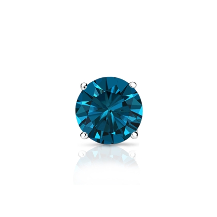 Certified Platinum 4-Prong Basket Round Blue Diamond Single Stud Earring 0.50 ct. tw. (Blue, SI1-SI2)