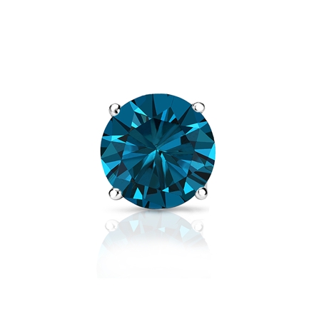 Certified Platinum 4-Prong Basket Round Blue Diamond Single Stud Earring 0.75 ct. tw. (Blue, SI1-SI2)