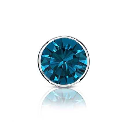 Certified Platinum Bezel Round Blue Diamond Single Stud Earring 0.75 ct. tw. (Blue, SI1-SI2)