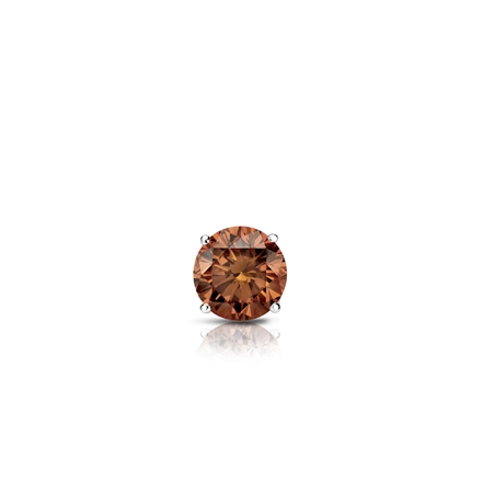 Certified 18k White Gold 4-Prong Basket Round Brown Diamond Single Stud Earring 0.13 ct. tw. (Brown, SI1-SI2)