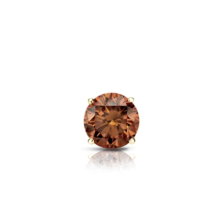 18k Yellow Gold 4-Prong Basket Round Brown Diamond Single Stud Earring 0.25 ct. tw. (Brown, SI1-SI2)