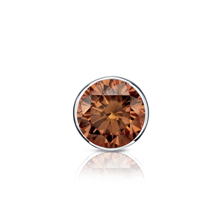 Certified Platinum Bezel Round Brown Diamond Single Stud Earring 0.50 ct. tw. (Brown, SI1-SI2)