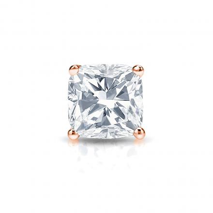 Natural Diamond Single Stud Earring Cushion 0.75 ct. tw. (H-I, SI1-SI2) 14k Rose Gold 4-Prong Basket