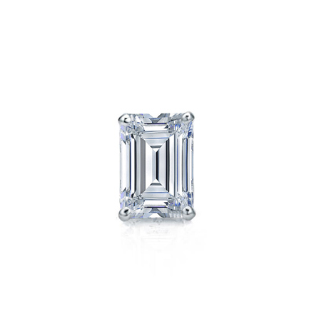 Natural Diamond Single Stud Earring Emerald 0.38 ct. tw. (H-I, SI1-SI2) 14k White Gold 4-Prong Basket