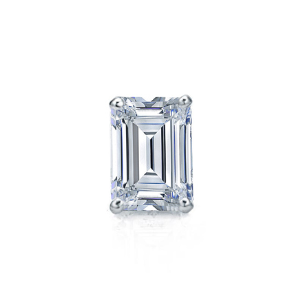 Certified 14k White Gold 4-Prong Basket Emerald Cut Diamond Single Stud Earring 0.50 ct. tw. (H-I, SI1-SI2)