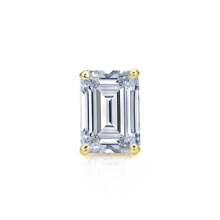 Certified 18k Yellow Gold 4-Prong Basket Emerald Cut Diamond Single Stud Earring 0.50 ct. tw. (I-J, I1-I2)