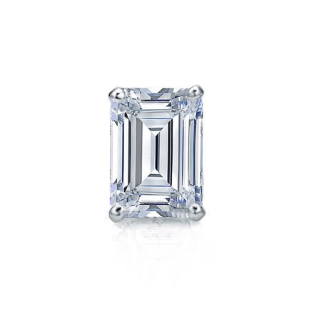 Natural Diamond Single Stud Earring Emerald 0.75 ct. tw. (H-I, SI1-SI2) 14k White Gold 4-Prong Basket