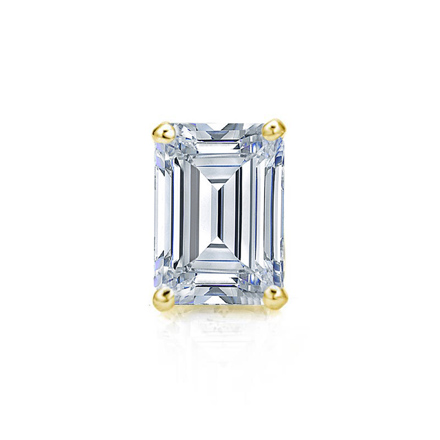 Lab Grown Diamond Single Stud Earring Emerald 0.90 ct. tw. (F-G, VS) 14k Yellow Gold 4-Prong Basket