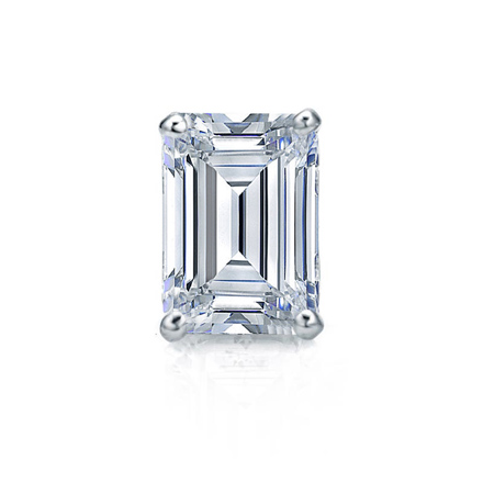 Natural Diamond Single Stud Earring Emerald 1.00 ct. tw. (H-I, SI1-SI2) 18k White Gold 4-Prong Basket