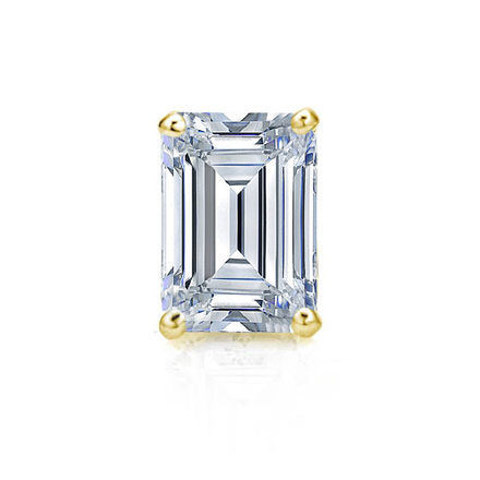 Natural Diamond Single Stud Earring Emerald 1.00 ct. tw. (I-J, I1-I2) 14k Yellow Gold 4-Prong Basket