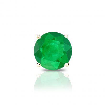 14k Yellow Gold 4-Prong Basket Round Green Emerald Gemstone Single Stud Earring 0.25 ct. tw.