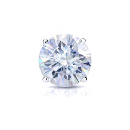 18k White Gold 4-Prong Basket Round Moissanite Single Stud Earring 1.50 ct TGW,