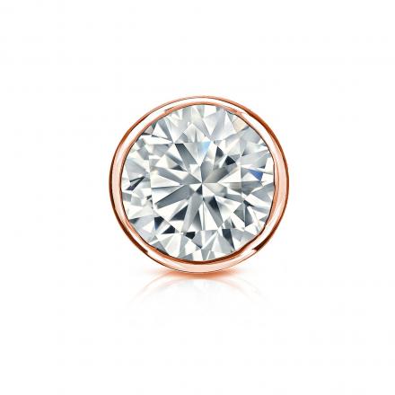 Single 14k Rose Gold Bezel Round Moissanite Stud Earring 0.50 ct TGW