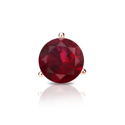 14k Rose Gold 3-Prong Round Single Ruby Gemstone Stud Earrings 0.50 ct. tw.