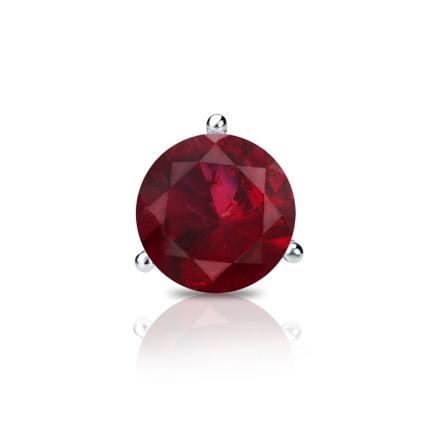 18k White Gold 3-Prong Round Single Ruby Gemstone Stud Earrings 0.50 ct. tw.