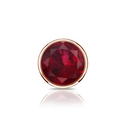 14k Rose Gold Bezel Round Single Ruby Gemstone Stud Earrings 0.50 ct. tw.