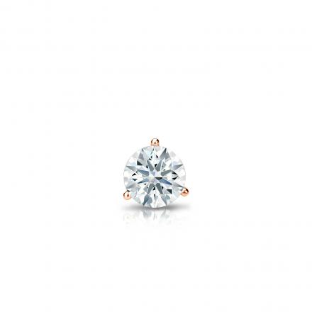 Natural Diamond Single Stud Earring Hearts & Arrows 0.13 ct. tw. (F-G, VS1-VS2) 14k Rose Gold 3-Prong Martini