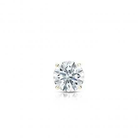 Natural Diamond Single Stud Earring Hearts & Arrows 0.17 ct. tw. (H-I, I1-I2) 14k Yellow Gold 4-Prong Basket