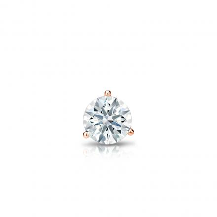 Natural Diamond Single Stud Earring Hearts & Arrows 0.17 ct. tw. (F-G, I1-I2, Ideal) 14k Rose Gold 3-Prong Martini