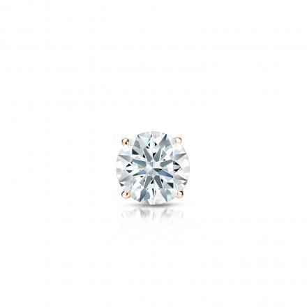 Natural Diamond Single Stud Earring Hearts & Arrows 0.20 ct. tw. (H-I, I1-I2) 14k Rose Gold 4-Prong Basket