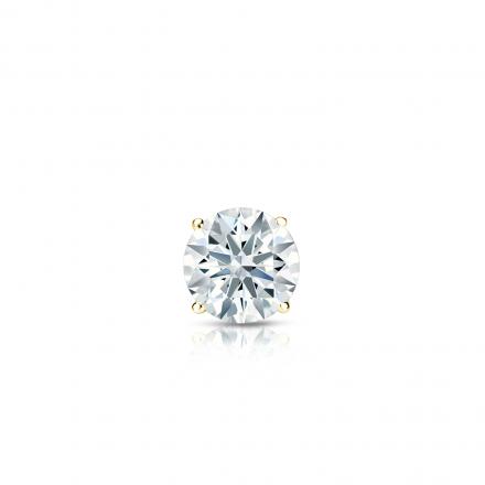 Natural Diamond Single Stud Earring Hearts & Arrows 0.20 ct. tw. (F-G, VS1-VS2) 18k Yellow Gold 4-Prong Basket