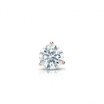 Natural Diamond Single Stud Earring Hearts & Arrows 0.20 ct. tw. (F-G, I1-I2, Ideal) 14k Rose Gold 3-Prong Martini