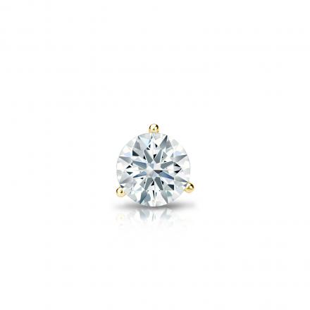 Natural Diamond Single Stud Earring Hearts & Arrows 0.20 ct. tw. (F-G, I1-I2, Ideal) 18k Yellow Gold 3-Prong Martini