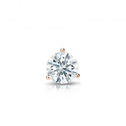 Natural Diamond Single Stud Earring Hearts & Arrows 0.25 ct. tw. (F-G, SI1, Ideal) 14k Rose Gold 3-Prong Martini