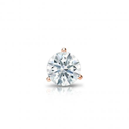 Natural Diamond Single Stud Earring Hearts & Arrows 0.31 ct. tw. (F-G, SI1, Ideal) 14k Rose Gold 3-Prong Martini