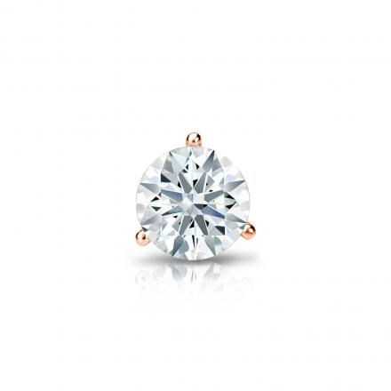 Natural Diamond Single Stud Earring Hearts & Arrows 0.38 ct. tw. (F-G, SI1, Ideal) 14k Rose Gold 3-Prong Martini