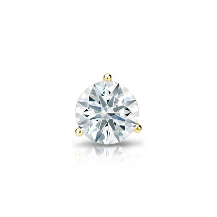 Natural Diamond Single Stud Earring Hearts & Arrows 0.38 ct. tw. (F-G, SI1, Ideal) 14k Yellow Gold 3-Prong Martini