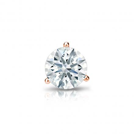 Natural Diamond Single Stud Earring Hearts & Arrows 0.50 ct. tw. (G-H, SI1-SI2) 14k Rose Gold 3-Prong Martini