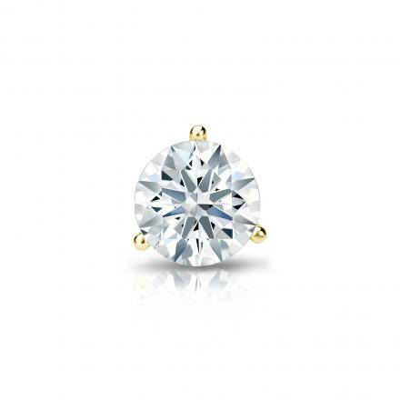 Natural Diamond Single Stud Earring Hearts & Arrows 0.50 ct. tw. (G-H, SI1-SI2) 14k Yellow Gold 3-Prong Martini