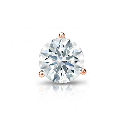 Natural Diamond Single Stud Earring Hearts & Arrows 0.63 ct. tw. (H-I, I1-I2) 14k Rose Gold 3-Prong Martini