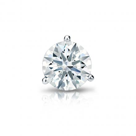 Natural Diamond Single Stud Earring Hearts & Arrows 0.63 ct. tw. (F-G, VS1-VS2) 18k White Gold 3-Prong Martini